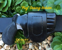 Right Hand Driving Holster for a NAA Pug, black leather with black stitching